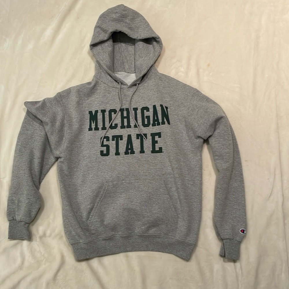 Men’s Champion-brand Grey Long-Sleeve Hoodie (used)